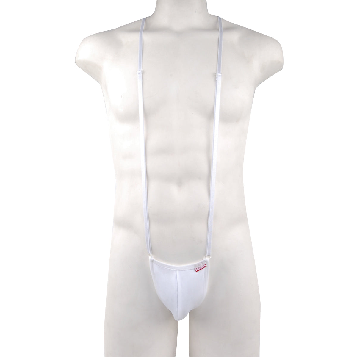 White nylon suspenders with matching pouch from metromalewear miami bodysuit white 0008-00 product