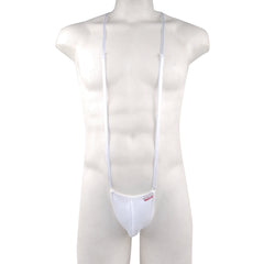 White nylon suspenders with matching pouch from metromalewear miami bodysuit white 0008-00 product