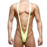 MetroMaleWear Kini neon green 0009-07 vibrant lime green one-piece swimsuit with thin shoulder straps and low-cut front