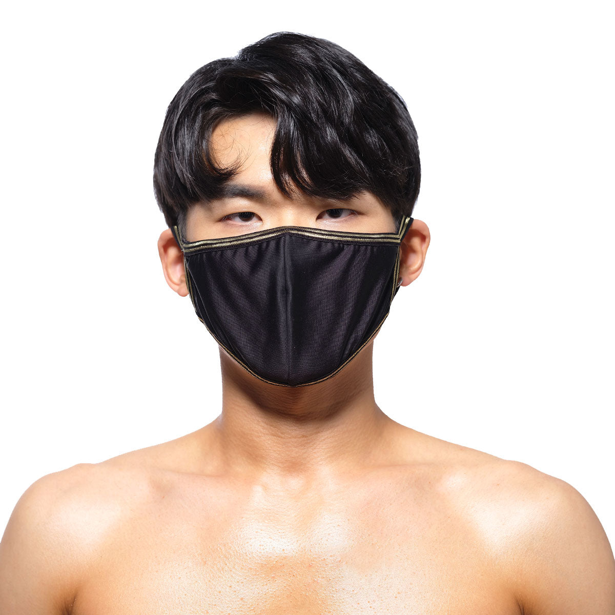 MetroMaleWear face mask black with gold trim is a stylish protective cloth mask for everyday use