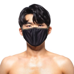 MetroMaleWear face mask black with gold trim is a stylish protective cloth mask for everyday use