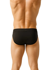 Black 100% cotton briefs with a smooth form-fitting design for comfortable everyday wear