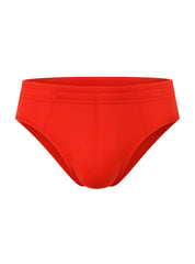 Bright red 100% cotton brief with smooth stretchy fabric and subtle seam detailing for comfortable wear