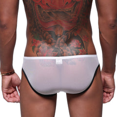 White mesh briefs with black trim metro male wear alexa bikini black 1005-20 showing front side