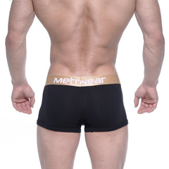 Black mens body boxer briefs with tan waistband and methwear logo for comfort and style by metroMalewear