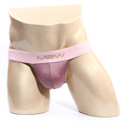 Pink satin m2w briefs with matching waistband from metromalewear cosmos bikini lilac 1124-02 collection
