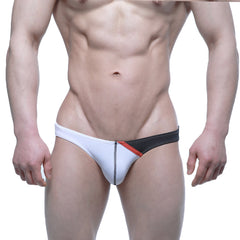 White and black athletic briefs with red accent stitching from MetroMaleWear Alegria Thong white 1322-50