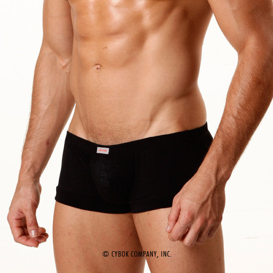 MetroMaleWear cotton black briefs with a small red and white brand tag at the waistband for comfortable wear