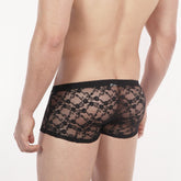 Black lace men’s briefs metroMalewear enhancement boxer lace black 2043-72 with intricate floral patterns and solid waistband