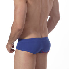 Metro male wear cotton punto royal 7003-18 blue men’s briefs with subtle red trim along the side seam