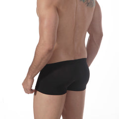 Black metroMalewear enhancement boxer briefs with smooth form-fitting design for comfortable everyday wear