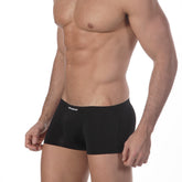 Black mens briefs with a subtle white logo on the waistband from metromalewear enhancement boxer black 2043-20