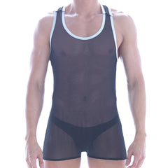 MetroMaleWear Mesh Contrast Wrestler Black 2109-20