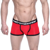 MetroMaleWear max bulge boxer brief in red and black with sleek form-fitting design for comfortable support