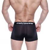 Black mesh metroMaleWear max bulge boxer brief with elastic logo waistband in black 1513-20