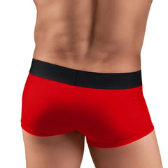 Red men’s microfiber briefs with black elastic waistband from papi cool solid brazilian trunk boxer brief 2 pack size m