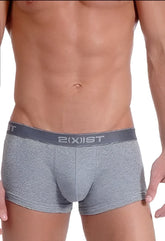 Gray heathered cotton 2xist essential no show trunk underwear with dark gray exist waistband size m