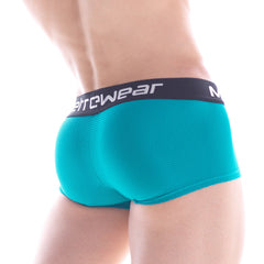 Teal mesh MetroMaleWear briefs with black waistband and white metrewear branding MetroMaleWear embossing green short boxer 7 inch 2022 07