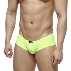 Bright neon green briefs with black logo tag at waistband from MetroMaleWear cheek neon green 2028-07 collection