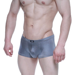 MetroMaleWear enhancement boxer metal 2043-10 gray textured briefs with subtle sheen and black logo tag at waistband