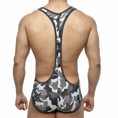 Metro malewear camo grey wrestler 2093-10 gray and black camouflage wrestling singlet with racerback design