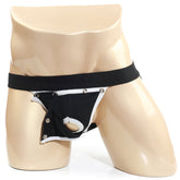 MetroMaleWear American jock strap black and white snap front with central cutout for athletic support