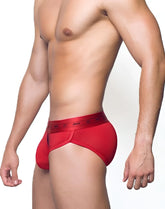 Red men’s briefs 2eros x series with matching elastic waistband printed zenos in black size l