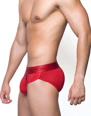 Red men’s briefs 2eros x series with matching elastic waistband printed zenos in black size l