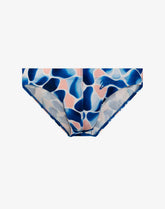 2EROS V20 abstract print swim brief in aqua and navy with organic blue and pink shapes.