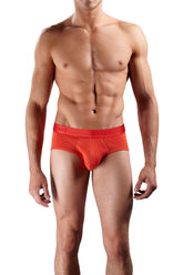 Bright orange 2xist cotton contour pouch briefs with snug fit and elastic waistband size small