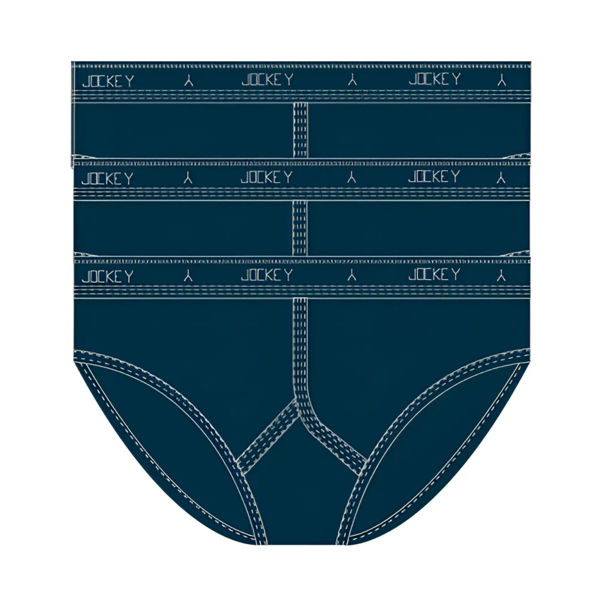 Dark blue jockey classic y-front briefs with white stitching and branded waistband in size 14 pack of 3