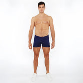 Navy blue 3 inch stretch knit duo tone briefs showcasing comfortable stretch fabric and sleek design