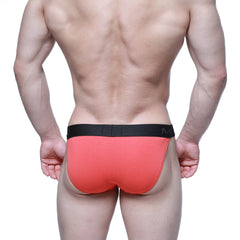 Orange briefs with black elastic waistband metro male wear asian bikini coral 3004-24 front view