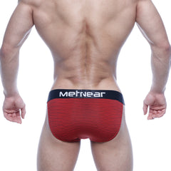 Red striped men’s briefs with black metnear waistband from metromalewear asian bikini red stripe 3004-47 collection