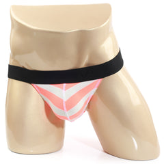 MetroMaleWear Candy Bikini Neon Orange athletic briefs with pink and white chevron pattern and black elastic waistband