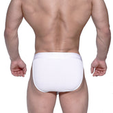 MetroMaleWear cotton rib bulge bikini briefs in white with a snug fit and elastic waistband for comfort