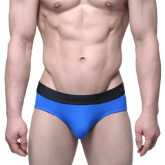 Bright blue cotton mens briefs with black mexx waistband metroMalewear cotton hip brief cobalt 3006-18