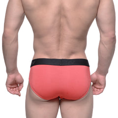 Coral cotton hip briefs with a black elastic waistband from metromalewear model 3006-24