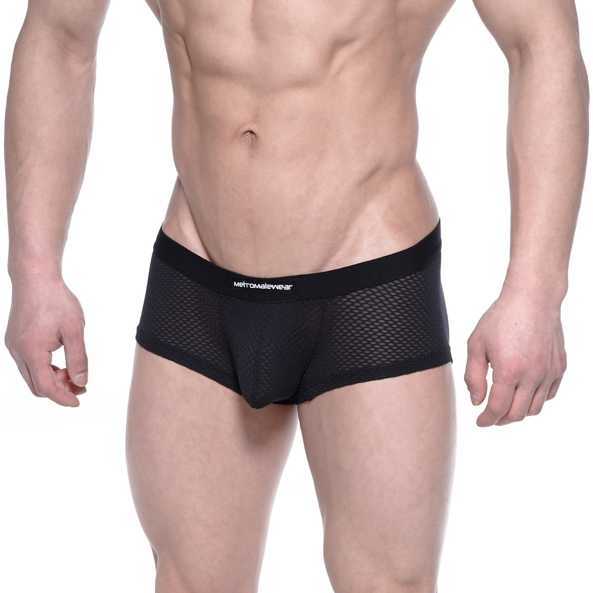 Black mesh briefs with solid metroweave waistband metroMalewear bulge boxer 3013-70 in black color