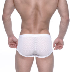 MetroMaleWear bulge boxer white mesh briefs with solid white waistband designed for comfort and breathability