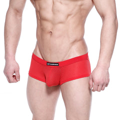 Red mesh bulge boxer briefs with black metomalewist waistband from metromalewear 3013-73