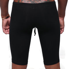 Black cotton athletic shorts with drawstring waistband by metamaleWear for biking and casual wear