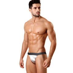 Silver and black athletic briefs with a sleek modern design from metromalewear calcetines jock strap gray 3021-31
