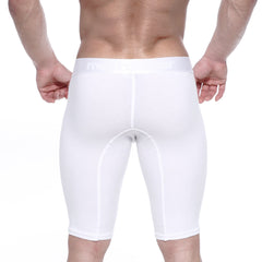 White metro malewear cotton athletic shorts with snug fit and subtle seam detailing for active use