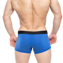 Royal blue metro male wear avalon boxer brief with black elastic waistband featuring m3 logo for men