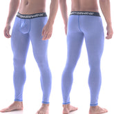 Light blue form-fitting men’s long john underwear with black metromalewear waistband perfect scene 3052-08