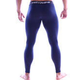 Navy blue metro male wear perfect scene cotton long john compression leggings shown from the back side