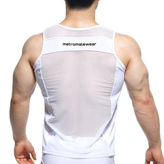 MetroMaleWear Sheer Runner Tank Top White 3121-00