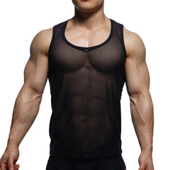 MetroMaleWear Sheer Runner Tank Top Black 3121-20