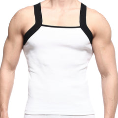 MetroMaleWear Square Cut Tank Top Contrast White 3125-01